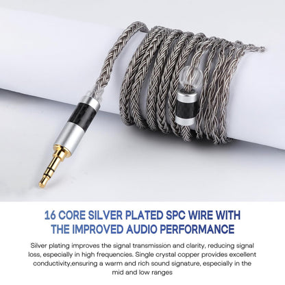 Zonie 16 Core Silver Plated Cable SPC Earphone Cable for BL03 TRN V90 V80 AS10 ZS10 ZS6 ES4 ZST ZSR Iems (2Pin 0.78-3.5Mm, Grey)