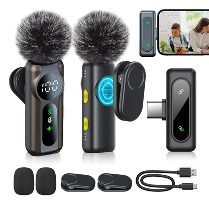 2-Pack Wireless Lavalier Clip-On Microphones